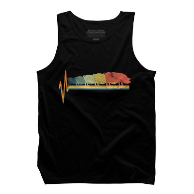 Men's Design By Humans Heart Beat Retro Rainbow Pig By Luckyst Tank Top