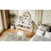 Vynxaria Vintage Vanity Desk Set with Adjustable Mirror, Cushioned Stool, and 5 Velvet-Lined Drawers - 3 of 4