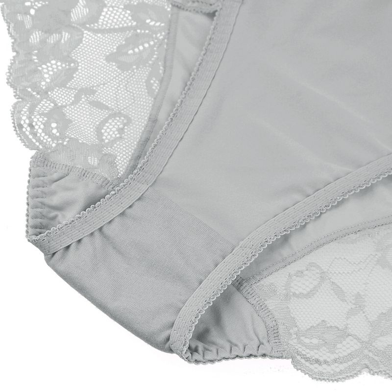 Agnes Orinda Women's Mid-Rise Lace Trim Brief Seamless Underwear, 3 of 4