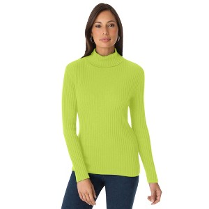 Jessica London Women's Plus Size Ribbed Cotton Turtleneck Sweater - 1 of 4