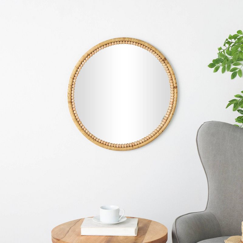 24&#34;x24&#34; Wood Wrapped Wall Mirror with Beaded Frame Brown - Olivia &#38; May, 2 of 10