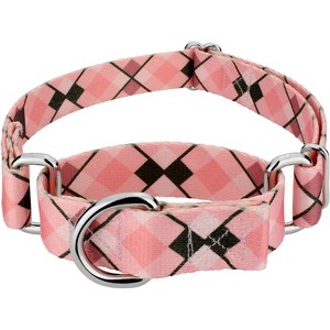 Country Brook Petz Pink and Brown Argyle Martingale Dog Collar - 1 of 4