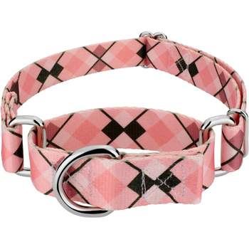 Country Brook Petz Pink and Brown Argyle Martingale Dog Collar