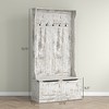 Munora 3-in-1 Entryway Bench with Coat Rack - Hall Tree with Shoe Storage & 10 Hooks - Distressed White - 3 of 4