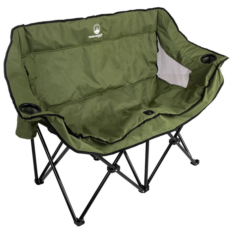 Wakeman Outdoor Camping Chair Loveseat, Olive, 1 of 10