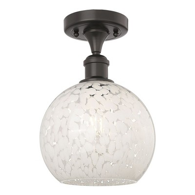 White Mouchette - 1 Light Semi-Flush Mount In Modern Style-11.25 Inches Tall and 8 Inches Wide
