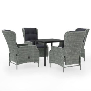 vidaXL Patio Dining Set Outdoor Dining Set Table and Chair Set for Garden - Light Gray 31.5" Table Length 4 Items - 1 of 4