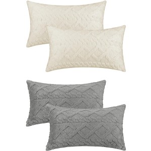 Unique Bargains 4 Pcs Solid Geometric Short Plush Throw Soft Throw Pillow Covers - 1 of 4