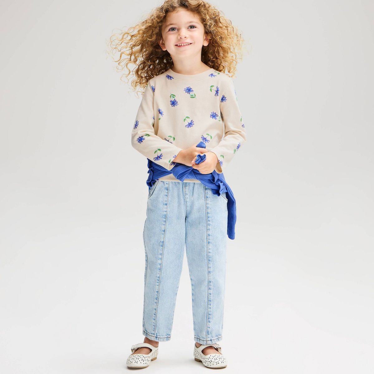 Baby & Toddler Girls' Floral Long Sleeve Classic T-Shirt - Cat & Jack™ Cream/Purple