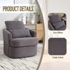 33"W Swivel Barrel Chair Accent Chair Round Sofa Chair Club Chair Leisure Arm Chair with Cushion, Teddy/PU-ModernLuxe - 3 of 4