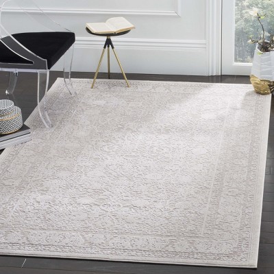 Beige and Cream Floral Rectangular Area Rug