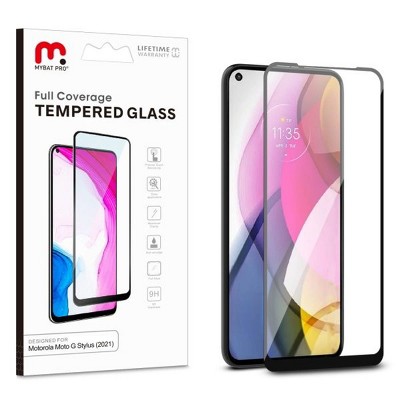 MyBat Pro Full Coverage Tempered Glass Screen Protector Compatible With Motorola Moto G Stylus (2021) - Black