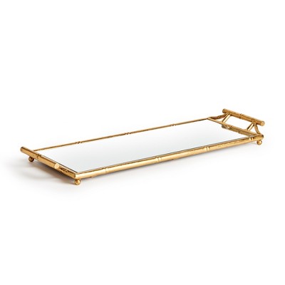Plum & Post Daphne Narrow Decorative Mirrored Tray With Handles