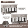 Grey Dog Crate Furniture with Drawer,5 Doors Wooden Dog Kennel End Table with Large Capacity Drawers,Dog House with Openable Divider for Small/Mediu - 3 of 4