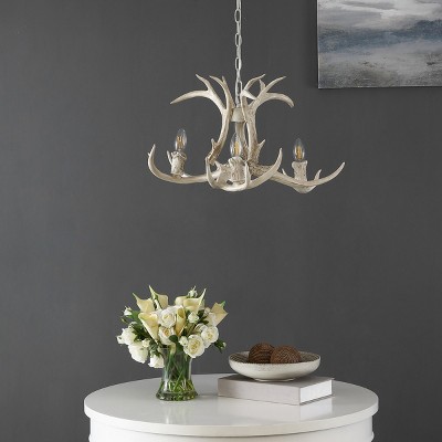 Rustic Farmhouse Antique White Antler Chandelier
