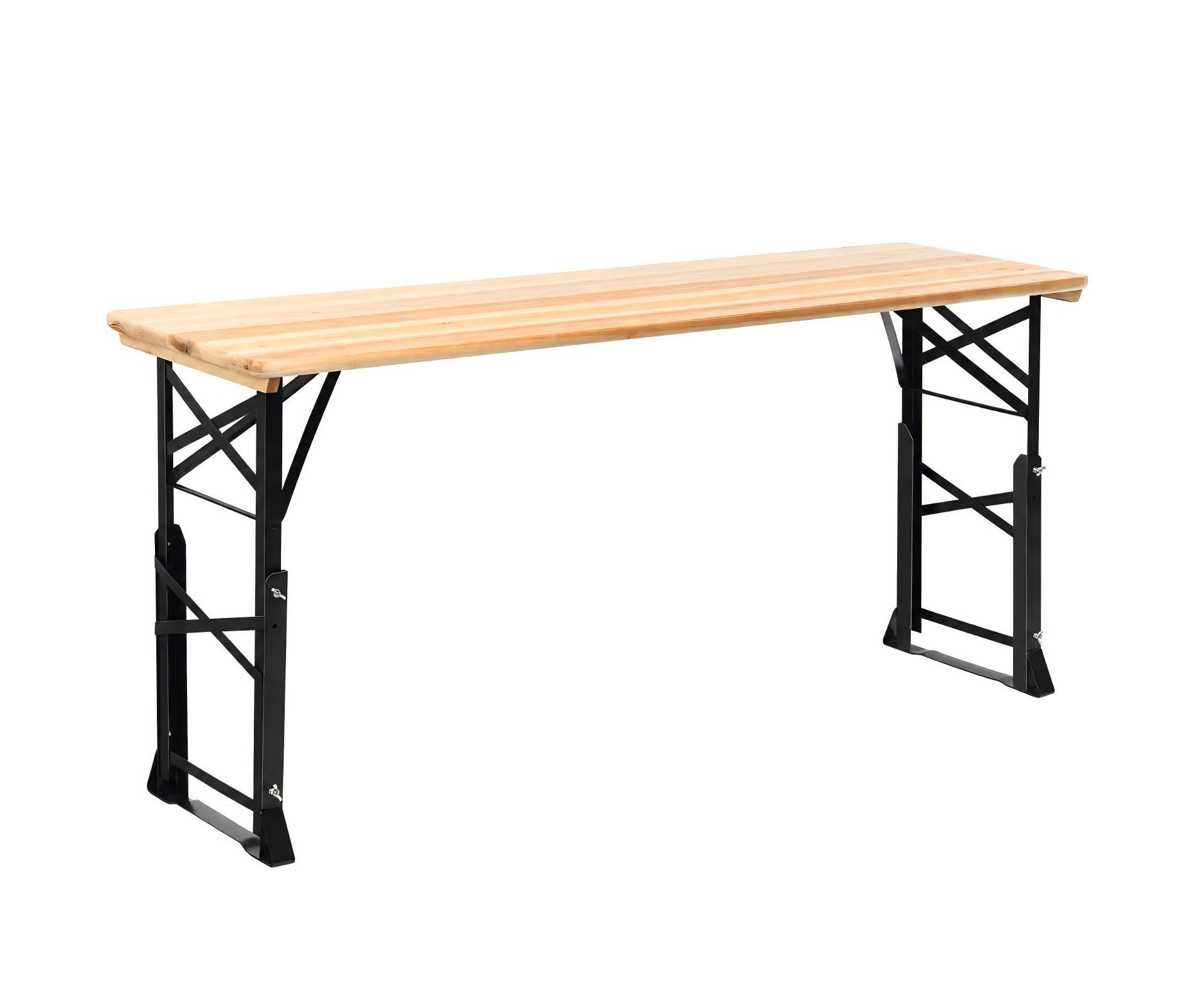 66.5 Inch Folding Wood Picnic Table with Adjustable Heights and Umbrella Hole, Outdoor Camping Table