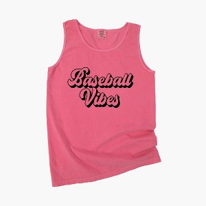 Simply Sage Market Women's Baseball Vibes Cursive Garment Dyed Heavy Weight Tank - 1 of 2