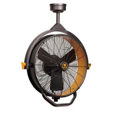 Mule 52007-45 18 in. 3 Speed Ceiling Mounted Plug-In Cord Garage Fan without Remote - Black/Yellow