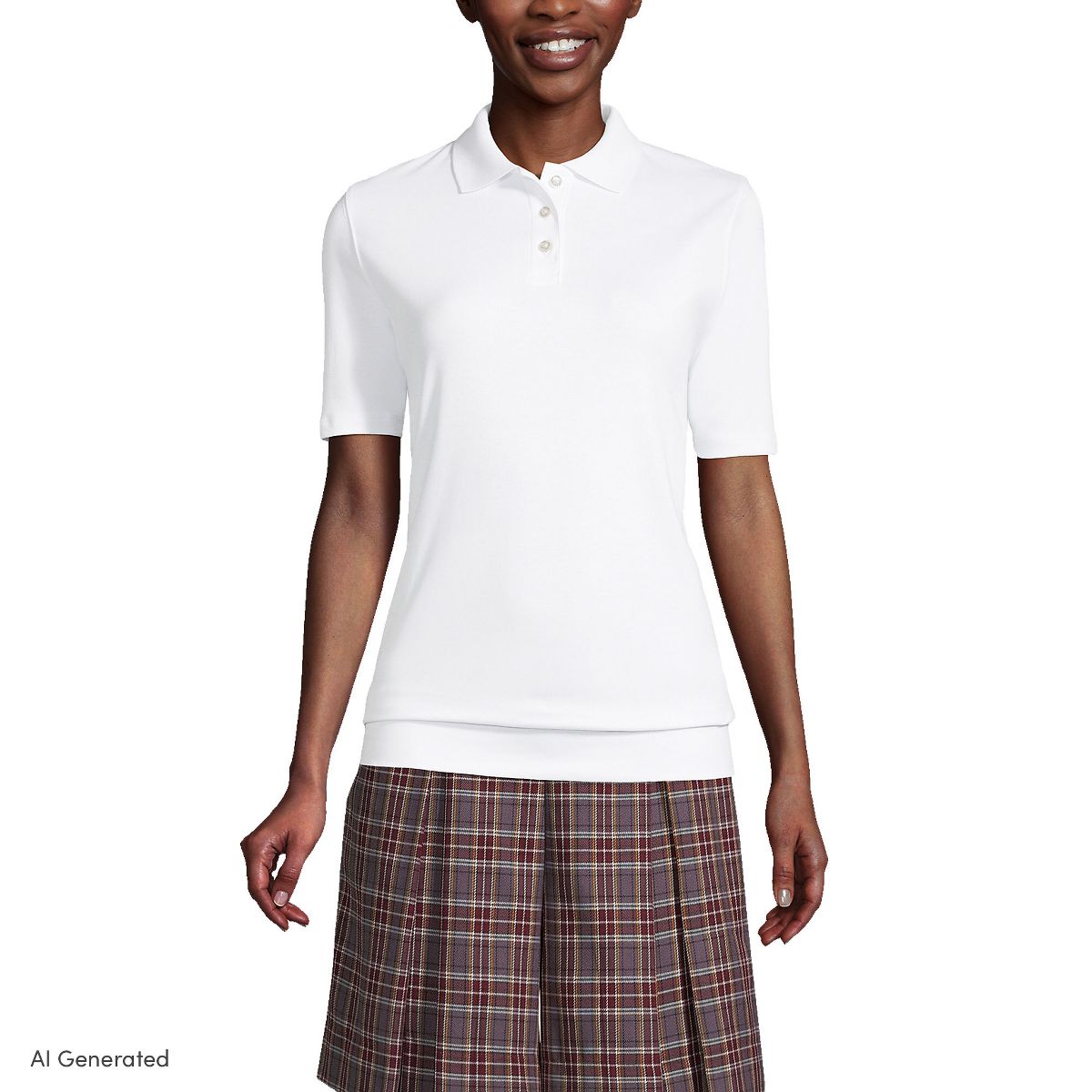 Lands' End Women's Short Sleeve Banded Bottom Polo Shirt - thumbnail 7