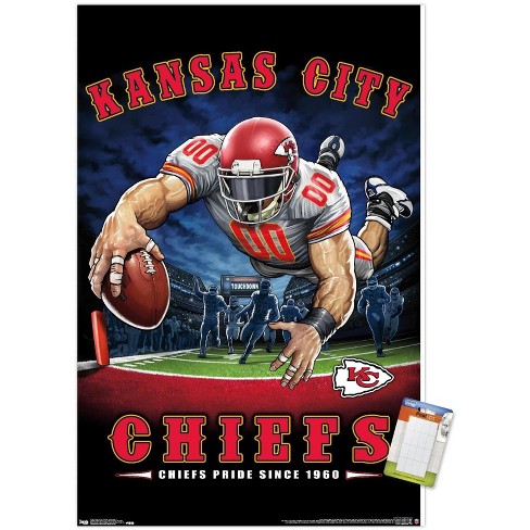 Trends International NFL Kansas City Chiefs - Neon Helmet 23 Framed Wall  Poster Prints White Framed Version 22.375 x 34