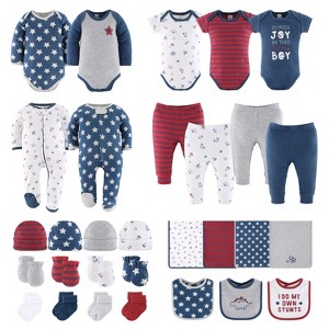 The Peanutshell Boy Stuff Newborn Layette Set for Baby Boys, 30-Pieces, Blue/Red, 0-3 Months - 1 of 4