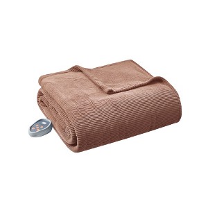 Gulches Brown Micro Fleece Heated 62x84 Blanket 1 Piece - 1 of 4