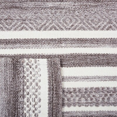 Gray and Ivory 4' x 6' Striped Wool and Synthetic Flat Woven Rug