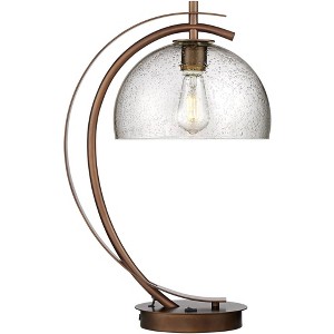 Possini Euro Design Modern Accent Table Lamp with USB Port Filament LED 22.5" High Bronze Metal Glass Dome Shade for Living Room Desk Bedroom - 1 of 4