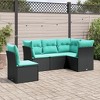 vidaXL Patio Sofa Set with Cushions - 5 Piece Modular Outdoor Furniture, Black Poly Rattan, PE Rattan, for Deck, Patio, Garden, 24.4"x24.4"x27.2" - 2 of 4