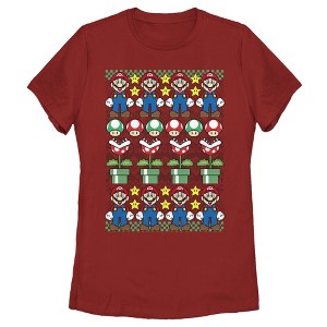Women's Nintendo Ugly Christmas Mario T-Shirt - 1 of 3