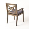 Gulches Perla Outdoor Dining Chairs Set of 2 - Grey Water-Resistant Cushions, Solid Acacia Wood Frame with Armrests - 4 of 4