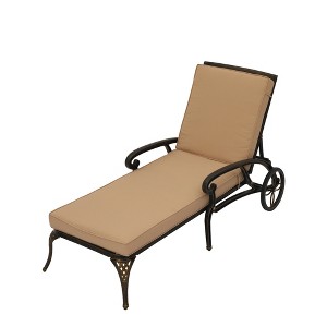 CLIHOME Cast Aluminum Outdoor Adjustable Chaise Lounge Lawn Chair with Removable Cushion - 1 of 4