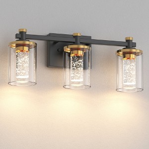 YANSUN LED Crystal Column Mirror Light, Black and Gold Finish, Built-in LED, 5W, 3CCT (3000K/4500K/6000K) - 1 of 4