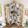 Corner Bookshelf 72" L Shaped Bookcase, Corner Bookshelves Industrial Bookcase 5 Tier L-Shape Bookshelf, Large Bookcases with Beaded Design - 4 of 4