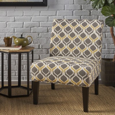 Lycvki Pattern Fabric Upholstered Accent Chair with Wood Legs