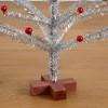 Nearly Natural 3' Artificial Retro Silver Tinsel Christmas Tree with 45 Red Mini Ornament Balls and Wooden Base - 3 of 4