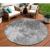 Gray Charcoal And Silver Abstract Washable Indoor Outdoor Area Rug - 2 of 4