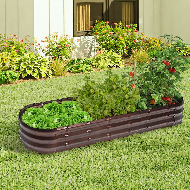 LuxenHome 5.5-Ft Oval Brown Metal Raised Garden Bed Planter, 3 of 16