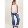 Pinkblush Blue Distressed Fringe Hi-Lo Hem Cropped Flare Maternity Jeans - 2 of 4