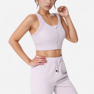 Anna-Kaci Active Women's Front Zip Crop Sports Bra with Scoop Neckline and Wide Shoulder Straps for Medium Support - 1 of 4