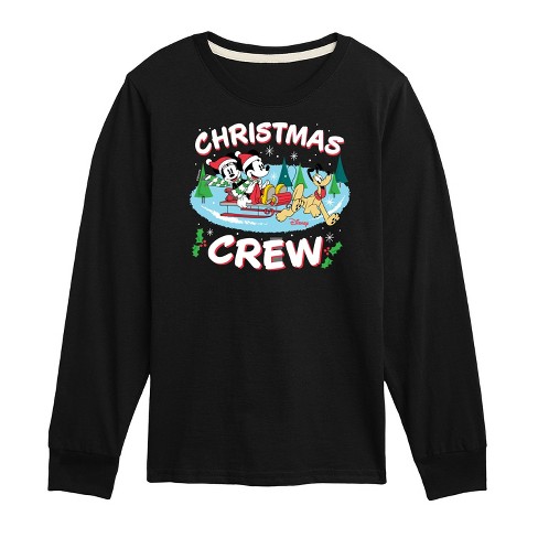 Boys' - Disney - Mickey, Minnie, & Pluto Christmas Crew Long Sleeve Graphic T-Shirt - image 1 of 4