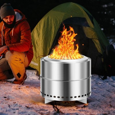 Portable Smokeless Firepit with Stand, Bonfire Wood Burning Fire Pit for Camping & Picnic Outside, Stainless Steel Fire Pit with Carry Bag