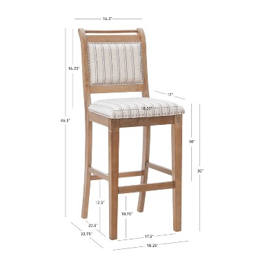 Emmy 30" Gray Wash Full Back Stripe Fabric Barstool