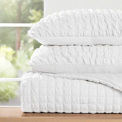 Seersucker Textured Comforter Set, All-Season Down Alternative – Ultra Soft & Lightweight – 3-Piece Set - Becky Cameron