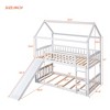 NicBex Twin Over Twin Bunk Bed with Ladder,House-Shaped Loft Bed with Guardrails and Slide for Bedroom,White/Gray - 3 of 4