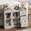 43" Sideboard Buffet Cabinet, Accent Storage Cabinet with Glass Doors, Kitchen Sideboard Cabinet, Wooden Coffee Bar Cabinet - 4 of 4