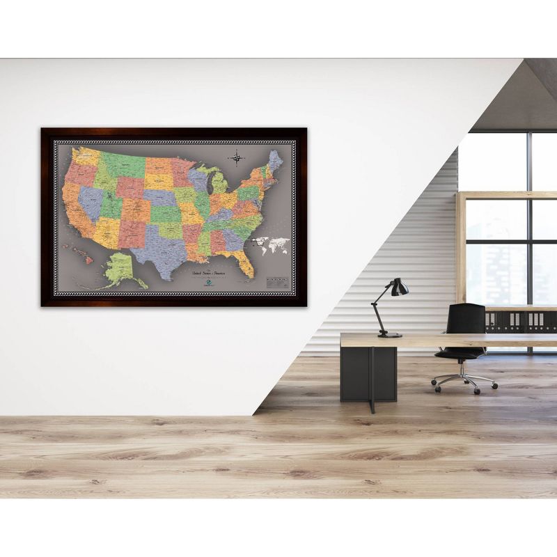 Home Magnetics Standard US Map - Gray, Interactive Travel Wall Art, Magnetic, Framed, Educational, 2 of 7
