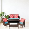 4-Piece Outdoor PE Rattan Conversation Set with Chairs and Glass Side Table, Wicker Patio Furniture for Porch, Balcony, Garden - 2 of 4
