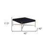 HomeRoots 42" Black and Gold Solid Wood and Steel Square Coffee Table - 3 of 4