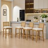 Gulches Beige Linen Full Solid Wood Rattan Back High Resilience Foam S Springs Bar Stool Set of 2 - 3 of 4
